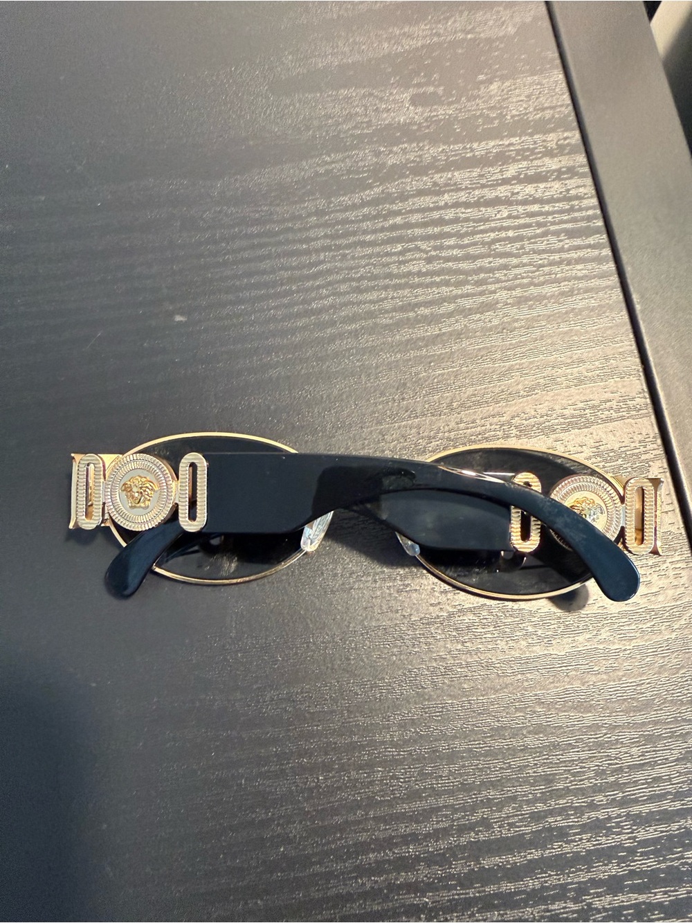 Versace Gold Frame Black Lens Oval Sunglasses - Picture 6 of 6
